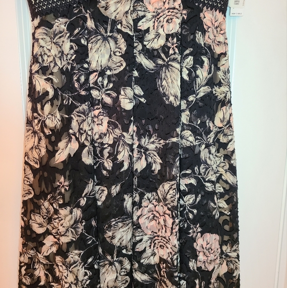 NWT Antonio Melani Floral Rosie High-Low Midi Dress Black & Blush Pink - Picture 4 of 8